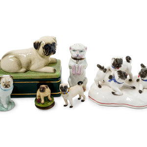 Six Porcelain Pug Figures
Height