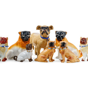 Eight Porcelain Pug Figures
Height