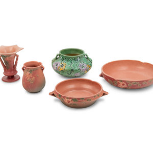 Five Roseville Pottery Vessels
Circa