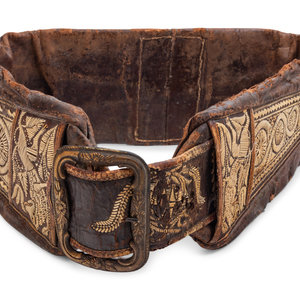 An Embroidered Leather Belt 19th 2aae10