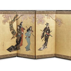 A Japanese Paper Four Panel Screen 20th 2aae1a