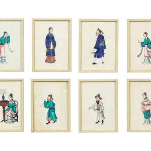 Eight Chinese Pith Paintings Frames  2aae29
