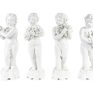 Four Italian White Glazed Ceramic Figures