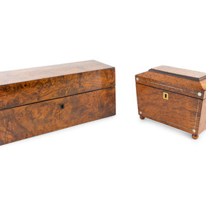 Two English Burlwood Boxes
19TH