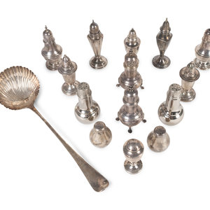 A Group of Silver Salt and Pepper Shakers