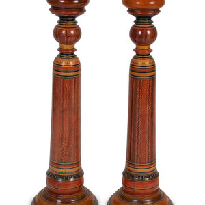 A Pair of Moroccan Painted Candlesticks 20TH 2aaf6a