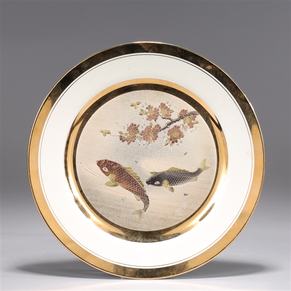 Japanese vintage white and gold fish