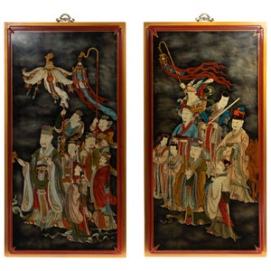 A Pair of Chinese Lacquer Panels 20TH 2aaf96