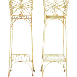 A Pair of Painted Iron Wirework