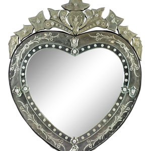 A Venetian Style Etched Heart-shaped