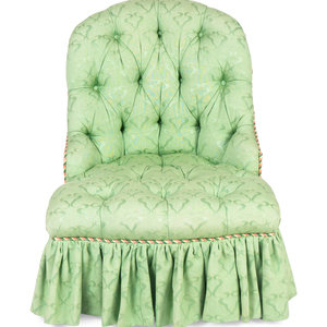 A Green Upholstered Button Tufted