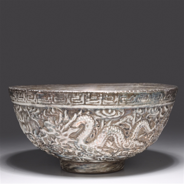 Chinese porcelain bowl with a silver