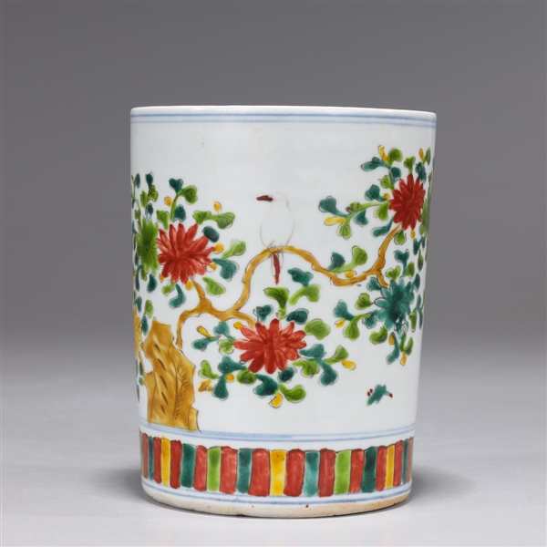 Chinese enameled porcelain; cylindrical