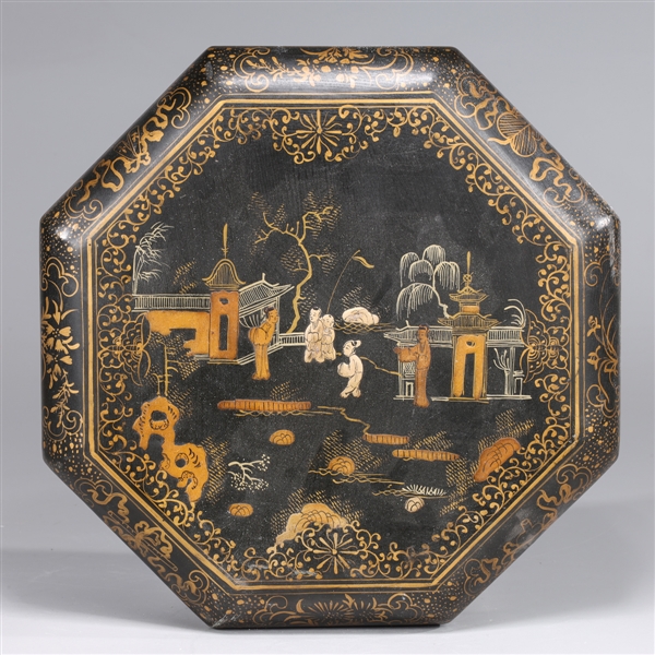 Chinese gilt lacquer eight-sided