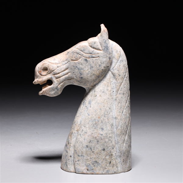 Chinese carved horse head out of a hardstone