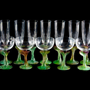 A Daum Colored Glass Stemware Champagne