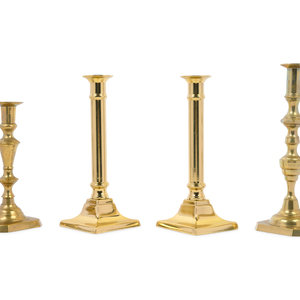 A Group of Brass Candlesticks 20th 2ab329