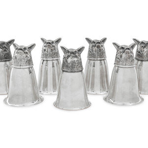 A Set of Seven Silver Plate Stirrup 2ab323
