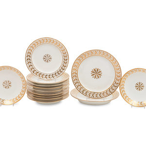 A Thirteen-Piece Sèvres Porcelain Dessert