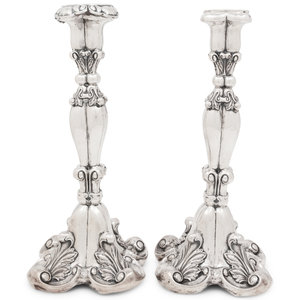 A Pair of Continental Silver Candlesticks
Late