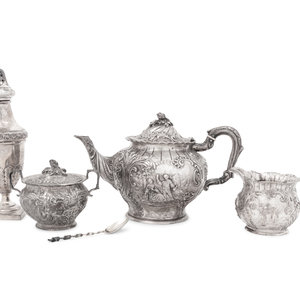 A German Silver Three-Piece Tea Service
Late