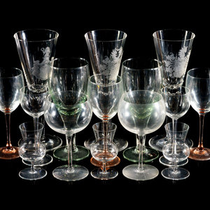 A Collection of Glass Stemware
comprising