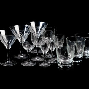 An Etched Glass Partial Stemware Service
20th