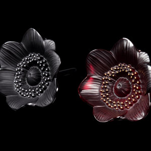A Pair of Lalique Anemone Flowers Second 2ab3ab