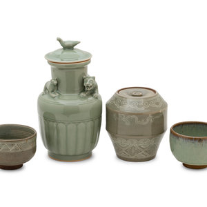 Four Chinese and Japanese Celadon