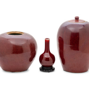 Three Chinese Oxblood Red Glazed 2ab477