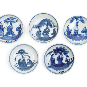 Five Chinese Blue and White Porcelain