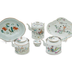 Six Chinese Famille Rose Porcelain