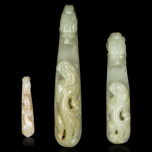 Three Chinese Jade Belt Hooks  2ab589