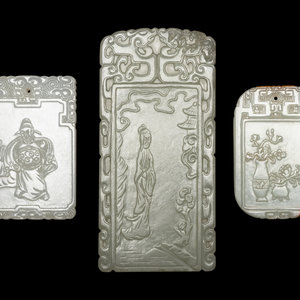 Three Chinese Jade Rectangular