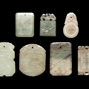 Seven Chinese Jade Carved Plaques comprising 2ab59e