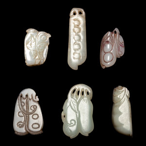 Six Chinese Jade Carvings of Beans
each
