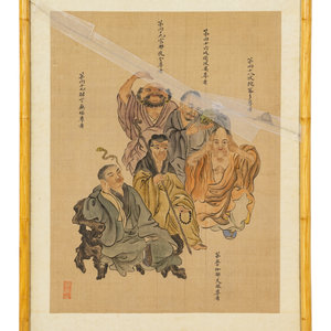 Five Chinese Ink and Color on Silk