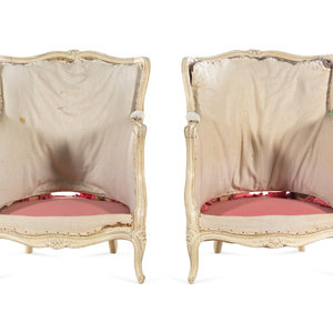 A Pair of Louis XV Carved and White-Painted