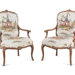 A Pair of Louis XV Style Faux Bois Carved 2ab7c4