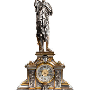 A French Gilt and Silvered Bronze Figural