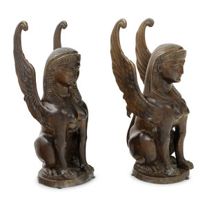 A Pair of Continental Bronze Sphinxes
Late