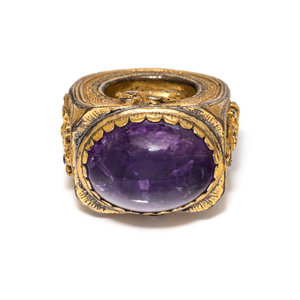 A Gilt Bronze Amethyst-Inset Papal