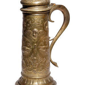 A Continental Gilt Metal Tankard
Probably