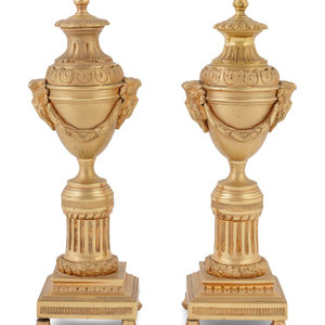 A Pair of English Gilt Bronze Cassolettes