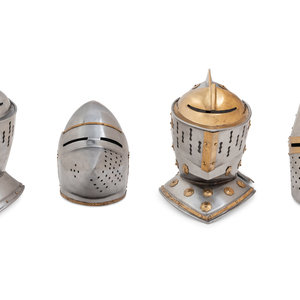 A Group of Four Pressed Metal Armor 2ab8f5