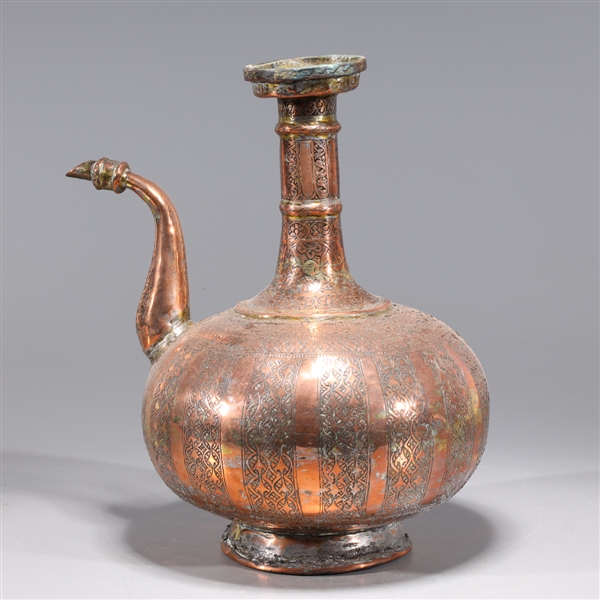 Antique Indian copper ewer with