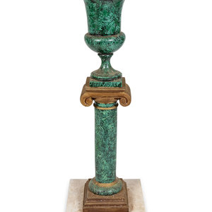 A Faux Malachite Urn and Pedestal
Height