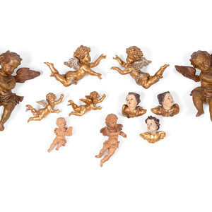 A Collection of Giltwood Cherubs Height 2a92ba