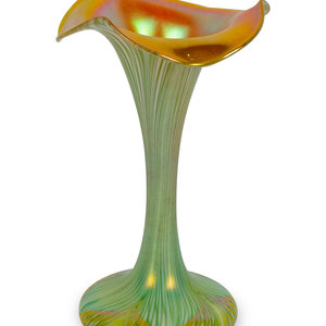 A Quezal Iridescent Glass Vase Height 2a92c9