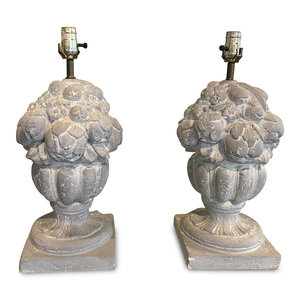 A Pair of Cast Stone Finials Mounted 2a92c2